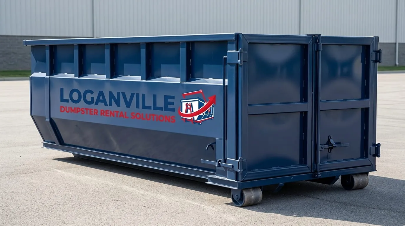 Red roll-off dumpster in service on a job site in Loganville, GA Red roll-off dumpster in service on a job site in Loganville, GA